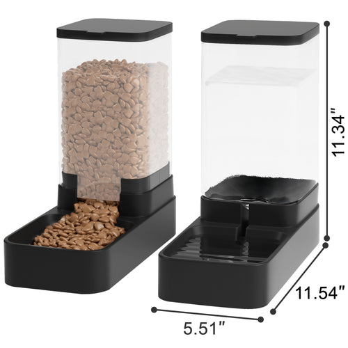 Wefeedy Automatic Cat Feeder and Water Dispenser in Set with Pet Food Bowl,Gravity Dog Waterer and Food Feeder for Small Medium Dog Cat Puppy Kitten Large Capacity(3.8L,Black)