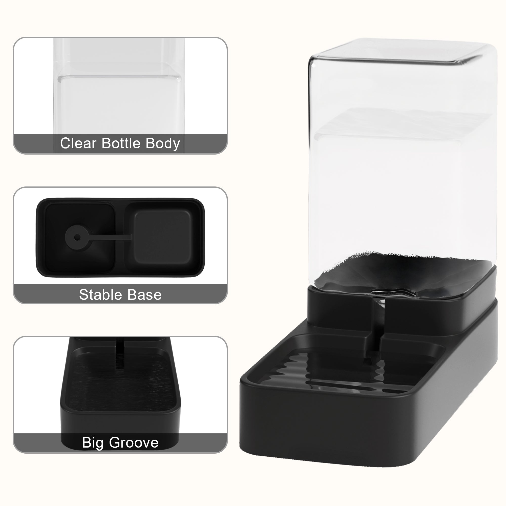 Wefeedy Automatic Cat Feeder and Water Dispenser in Set with Pet Food Bowl,Gravity Dog Waterer and Food Feeder for Small Medium Dog Cat Puppy Kitten Large Capacity(3.3L,Black)