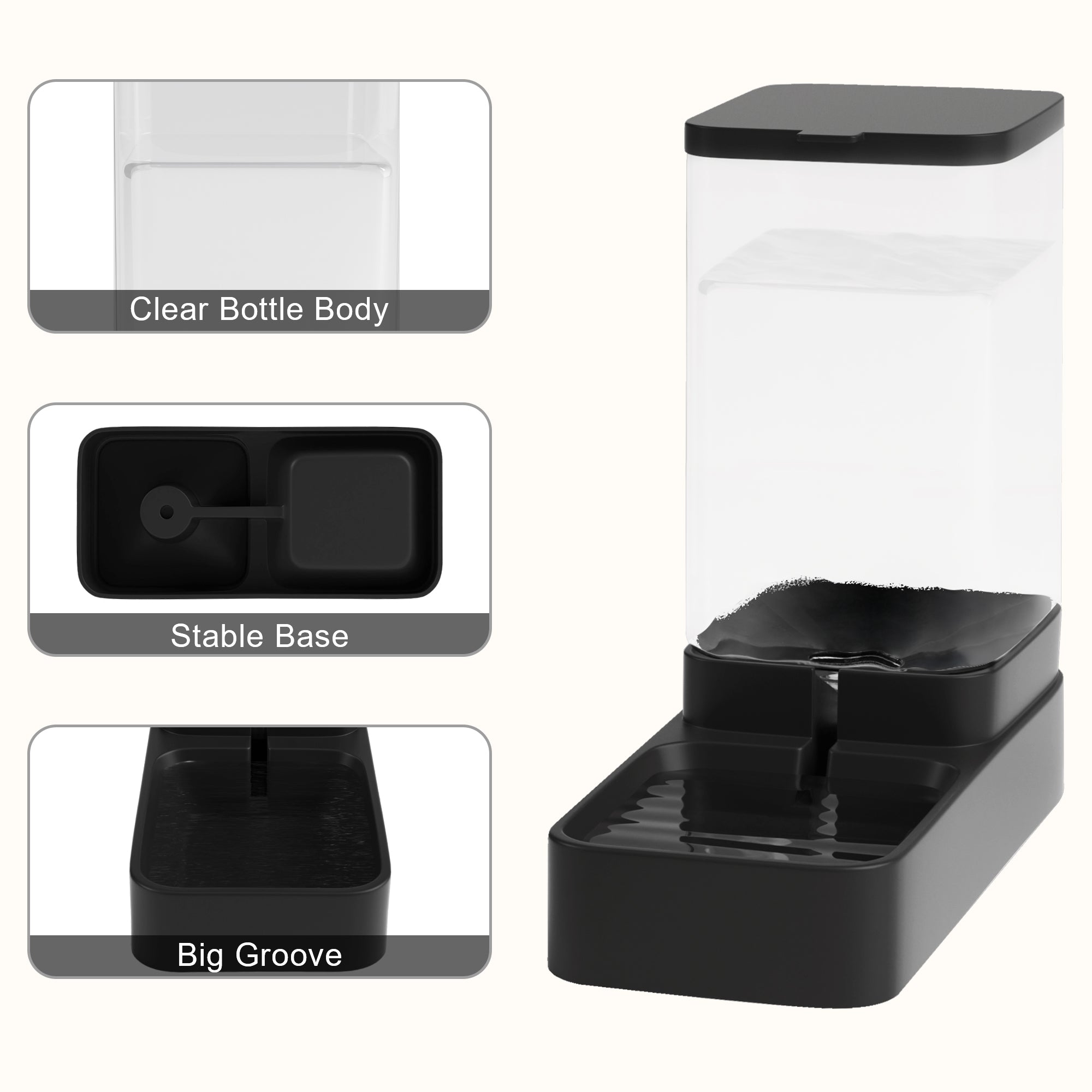 Wefeedy Automatic Cat Feeder and Water Dispenser in Set with Pet Food Bowl,Gravity Dog Waterer and Food Feeder for Small Medium Dog Cat Puppy Kitten Large Capacity(3.8L,Black)